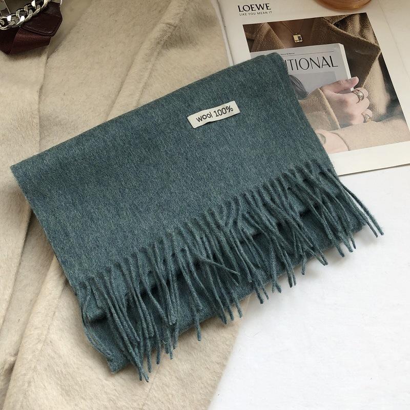Ladies Wool 100% Australian Pure Wool Scarf Women Long Fringed Warm Cashmere Shawl Winter Thik Warm Knitted Neck Scarf Wrap