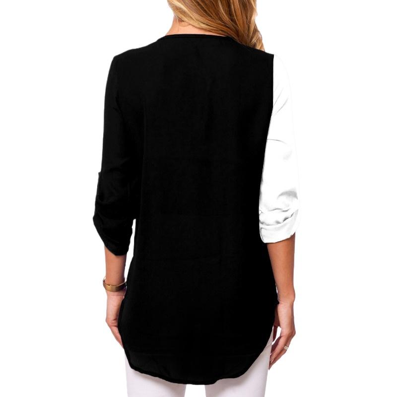 IHUASU V-neck Zip Plus Size Women's Long Sleeve Pull Up Sleeve Loose Shirt