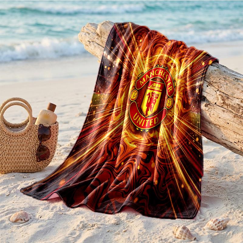 Manchester United Baskılı Mikrofiber Plaj Havlusu Hızlı Kuruyan Emici Büyük Havlu Plaj Yüzme Seyahat İçin