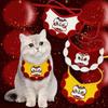 Embroidery Cat Knitted Drool Towel Cartoon New Year Cat Scarf Pet Lion Dance Scarf  Horse Year