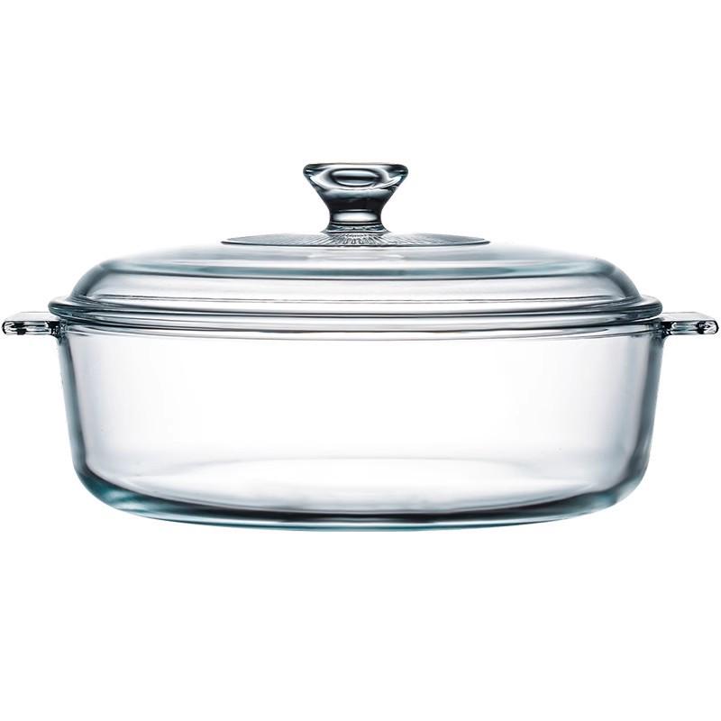 Heat-Resistant Crystal Glass Pot with Lid for Oven & Microwave; Double-Ear Soup Bowl for Steaming & Stewing.