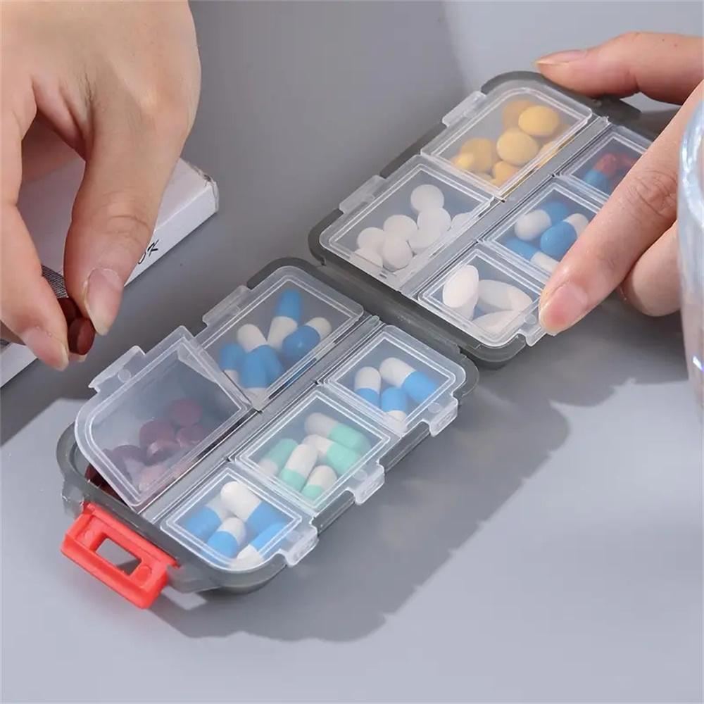 1PC 10-Grids Small Pill Cases Organizer Box Weekly Travel Portable Pocket Medicine Boxes Holder Plastic Container Storage Gadget