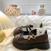 Vintage Round Head Heightening Lolita Small Leather Shoes Women's Autumn Sweet Bow Versatile Mary Jane Single Shoes