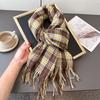 Autumn and winter warm shawl plaid commuter scarf sweet fresh scarf unisex fashion fringed imitation cashmere