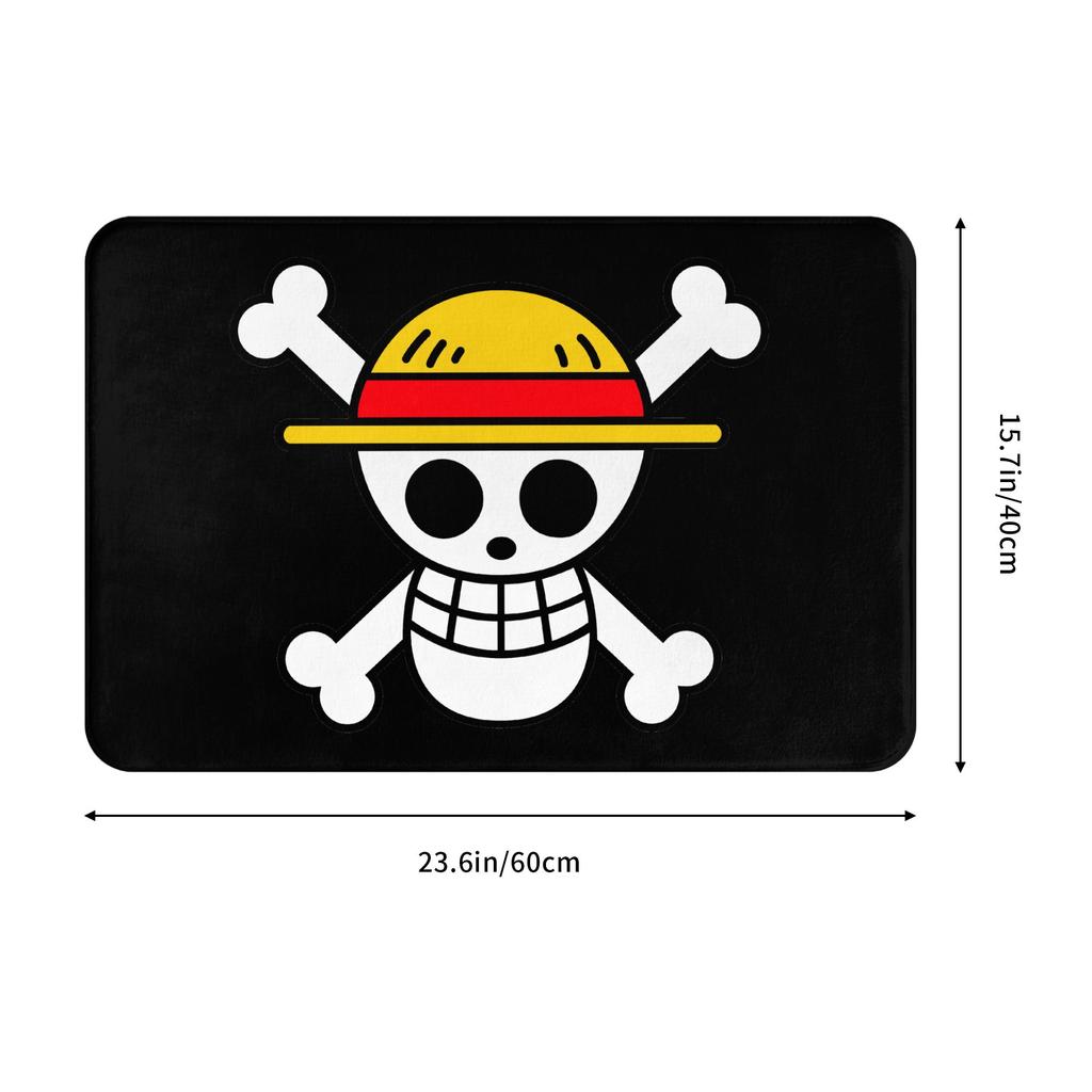 Anime One Piece Floor Door Bath Kitchen Mats Anti-Slip Outdoor Straw Hat Luffy Pirates Skull Doormat Garage Entrance Rug Carpet