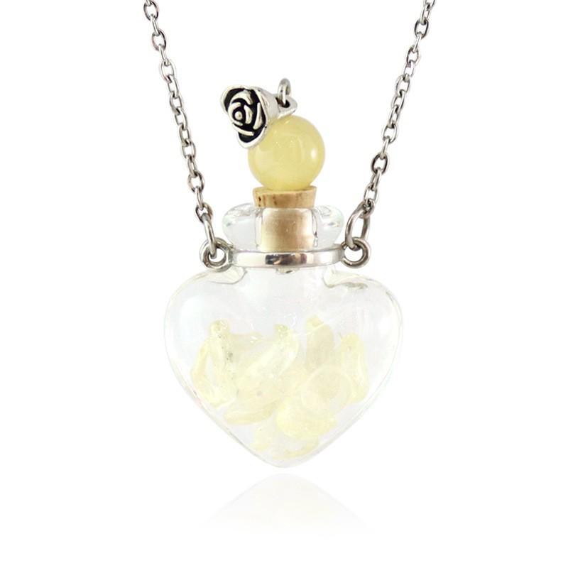 Openable Glaze Vial Pendant Necklace Water Drop Heart Steel Chain Keepsake Jewelry Gift Perfume Mini Bottles Jewellery Necklace
