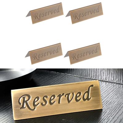 4x Stainless Reserved Table Sign Wedding Restaurant Tabletop Display Decor