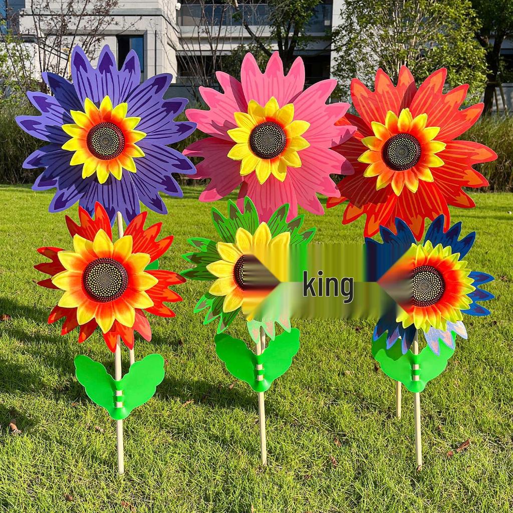 Colorful Sunflower Double-Layer Children's Handheld Pinwheel for Outdoor Decoration