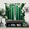 2 Pcs Green Flowers Print Curtains,suitable for Bedroom,living Room Kitchen Decoration,home Decoration,window Decoration