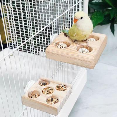 Wooden Bird Feeder Parrot Feeder Foraging Puzzle Toy Toys For Bird Perches In Cage For Cockatiel African Grey Macaw Conure