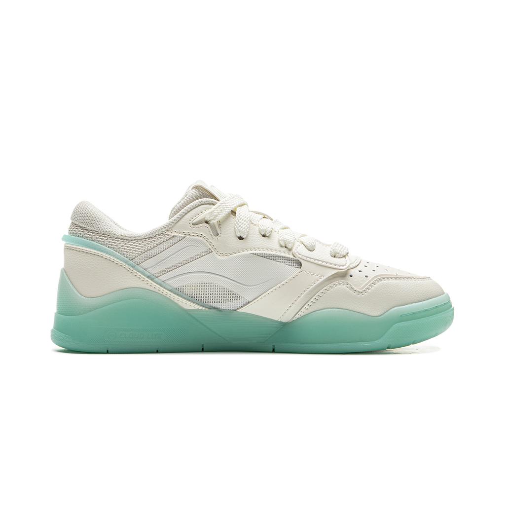 New LINING Moon White 3 Skateboard Shoes Women's Low top Champagne White, Island Blue AGCV078-6