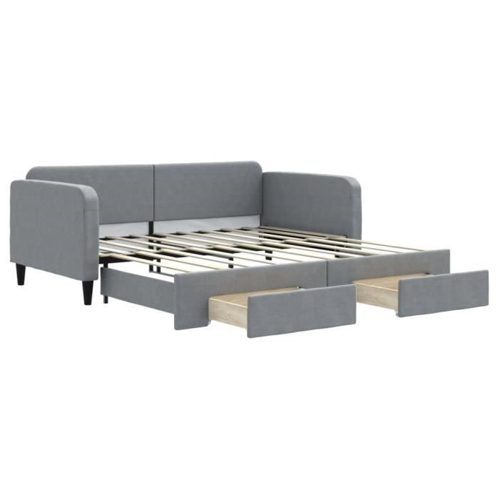 VidaXL Daybed with Trundle and Drawers Light Grey 90x190 Cm Fabric 3196862