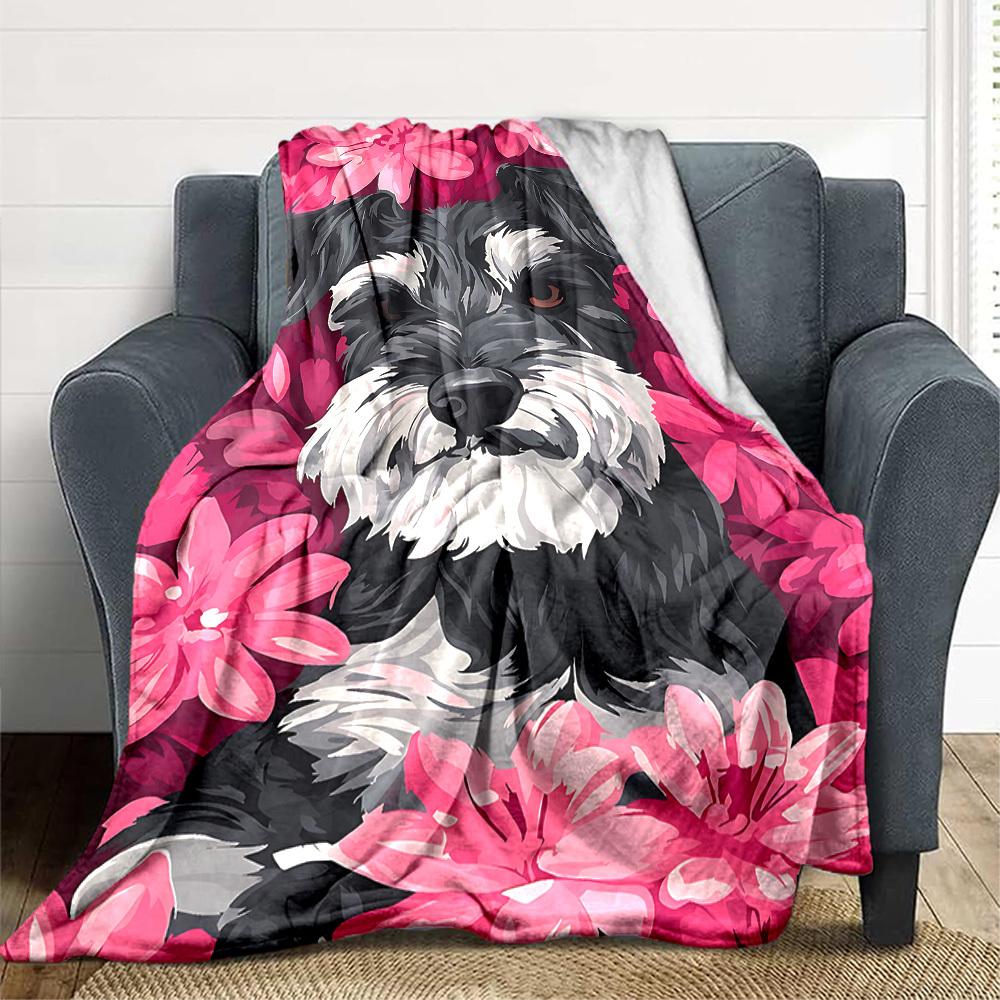 1pc Dog Print Soft & Warm Polyester Knit Blanket, Digital Printed, All-Season Throw for Napping, Traveling, Sofa Yy250906039