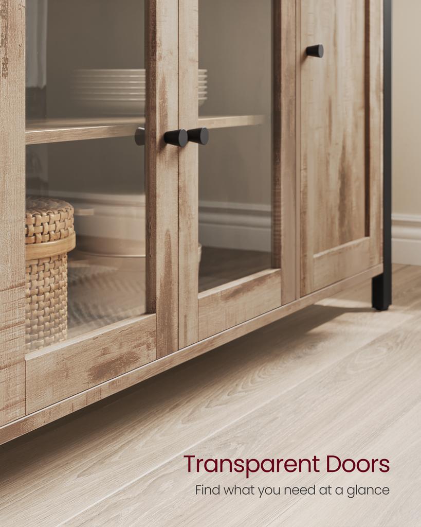 VASAGLE Storage Cabinet, Sideboard, Buffet Table with 3 Doors, for Dining Room, Living Room, Kitchen, 33 x 110 x 75 cm, Industrial Style