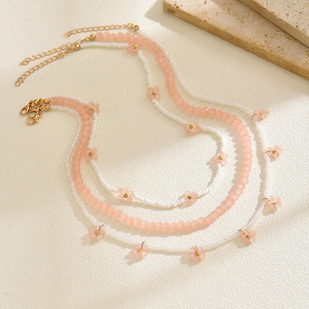 Boho Floral Beaded Necklace For Women Handmade Multilayer Summer Accessory
