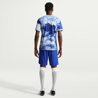 Nike Dri FIT Soccer Jerseys Men's White/Bright Blue/White Crew Neck