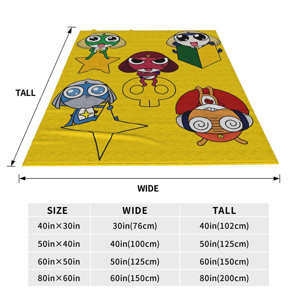 Funny Keroro Manga Blanket Soft Fleece  Cozy Throw Blanket Machine Washable