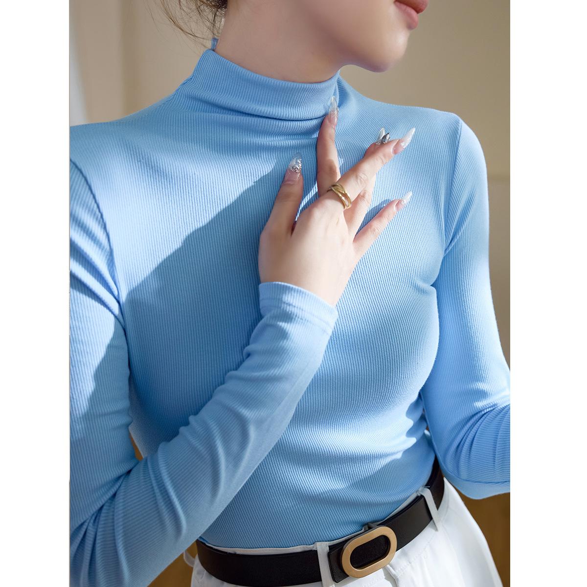 

Хлопковая полуводолазка для женщин, футболка с длинными рукавами, осень и зима, новая обтягивающая нижняя часть рубашки, верхняя часть 2XL