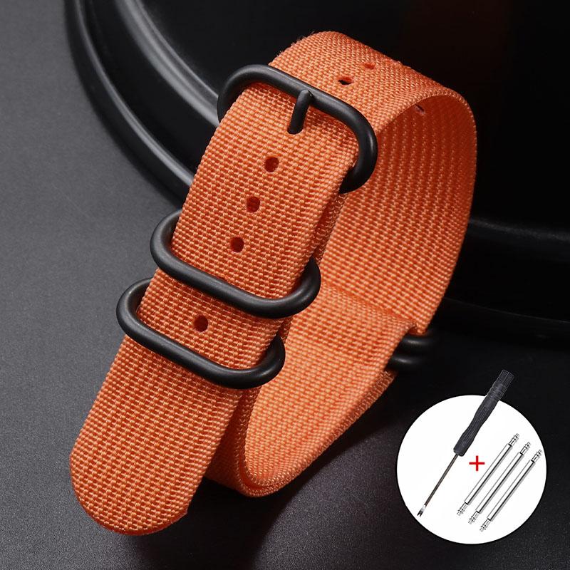 Ribbed Nylon Watchband Nylon Watch Strap 18mm 20mm 22mm 24mm Watchband for Seiko Military Loop Watch Band Black Buckle Bracelets