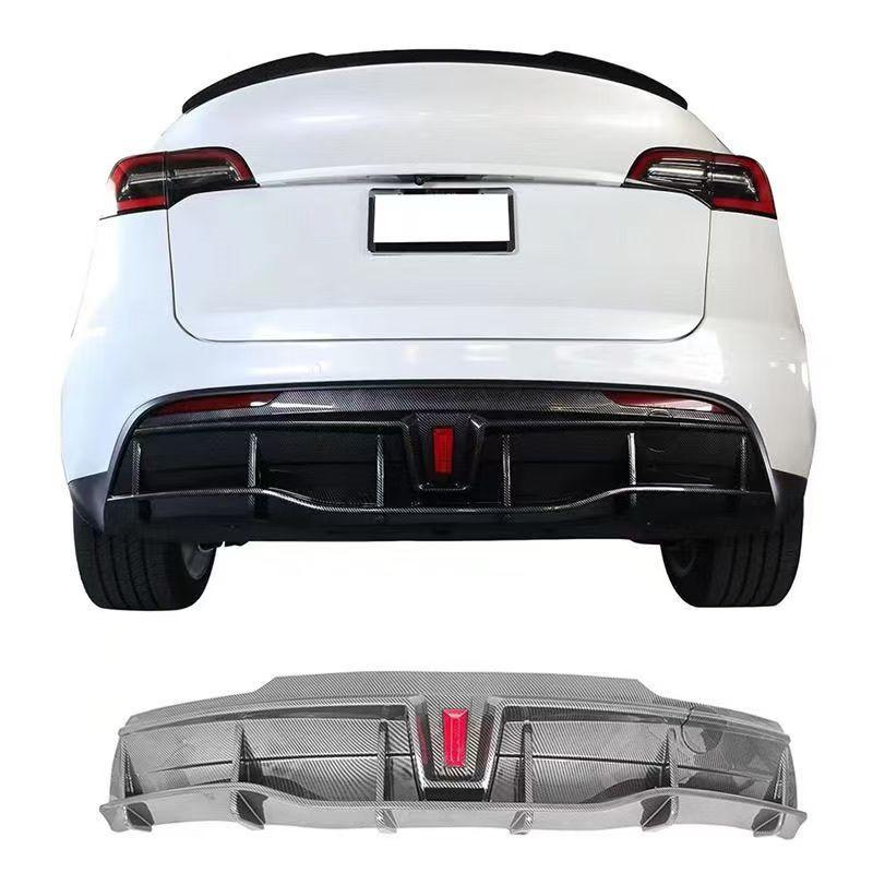 For Tesla Model Y 2019-2024 Car Rear Bumper Diffuser Splitter Lip Chin Spoiler Black Carbon Exterior Accessories Tuning Part