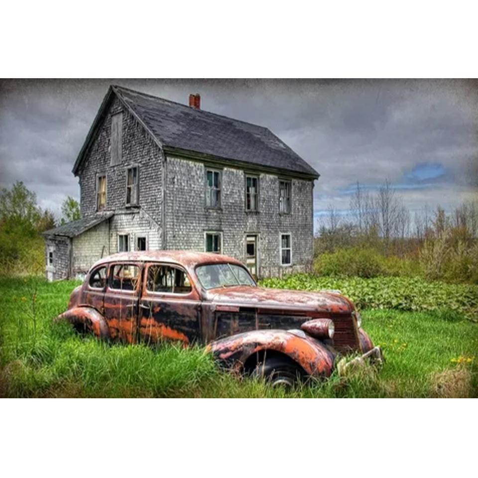 Set Pictură Diamant 5D DIY Vedere Stil Rural Mașină Rotund Pătrat Complet Broderie în Cruce Decor de Perete Acasă Artă Meșteșuguri