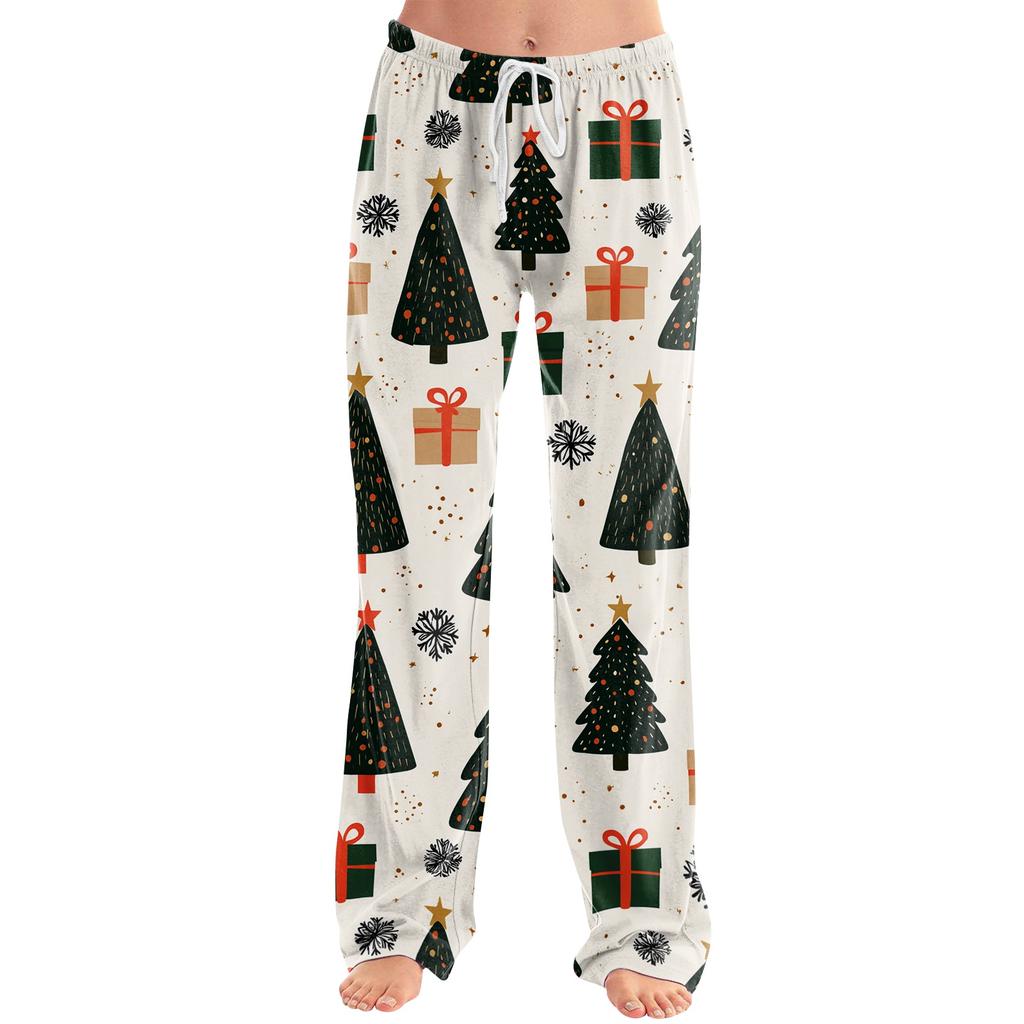 Women's Christmas Print Pants Casual Pants No Pockets
