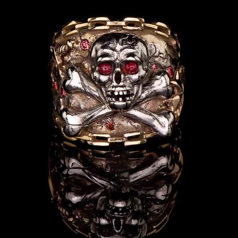 Classic punk style skull men's and women's rings, European and American Halloween ring ornaments