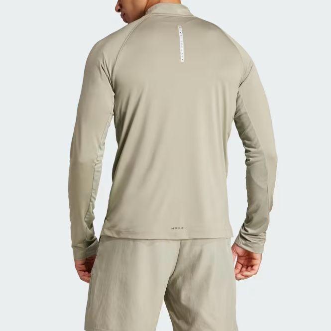 adidas Camiseta de manga larga con cremallera 1/4 para entrenamiento en el gimnasio Silver Pebble para hombre IR5882