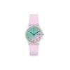 Swatch Quartz Movement Dual Date Laser Mirror Waterproof Watch Pink Dial Plastic Case Silicone Strap Unisex watches GE714