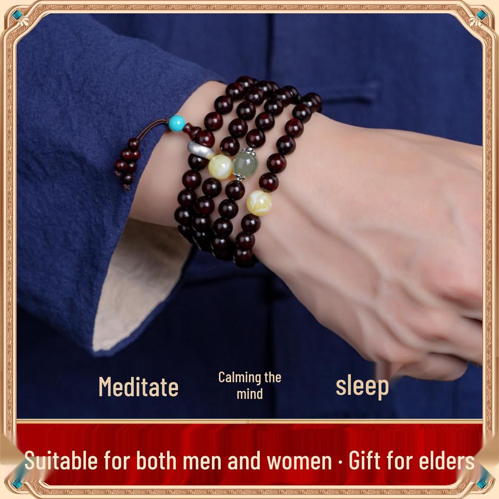 Indian Sandalwood Prayer Beads: 108 Bead Buddhist Rosary Bracelet for Men and Women, High-Density Wenwan Style.
