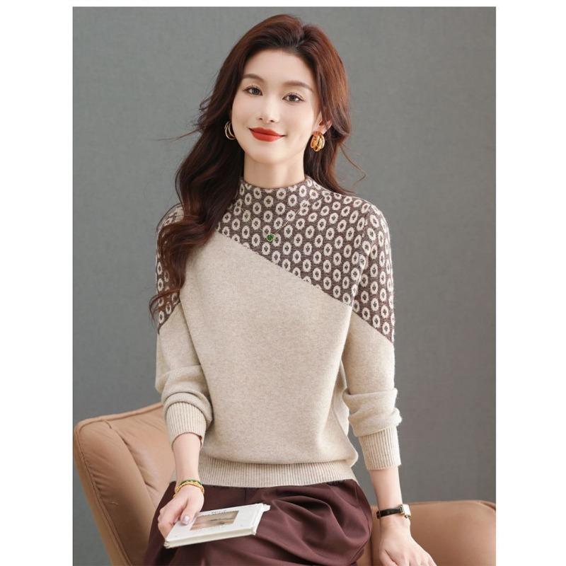 Dámský kardigan Rolák Svetr Podzim a Zima Nová Móda Žakárový Volný Pletený Spodní Díl Košile Top