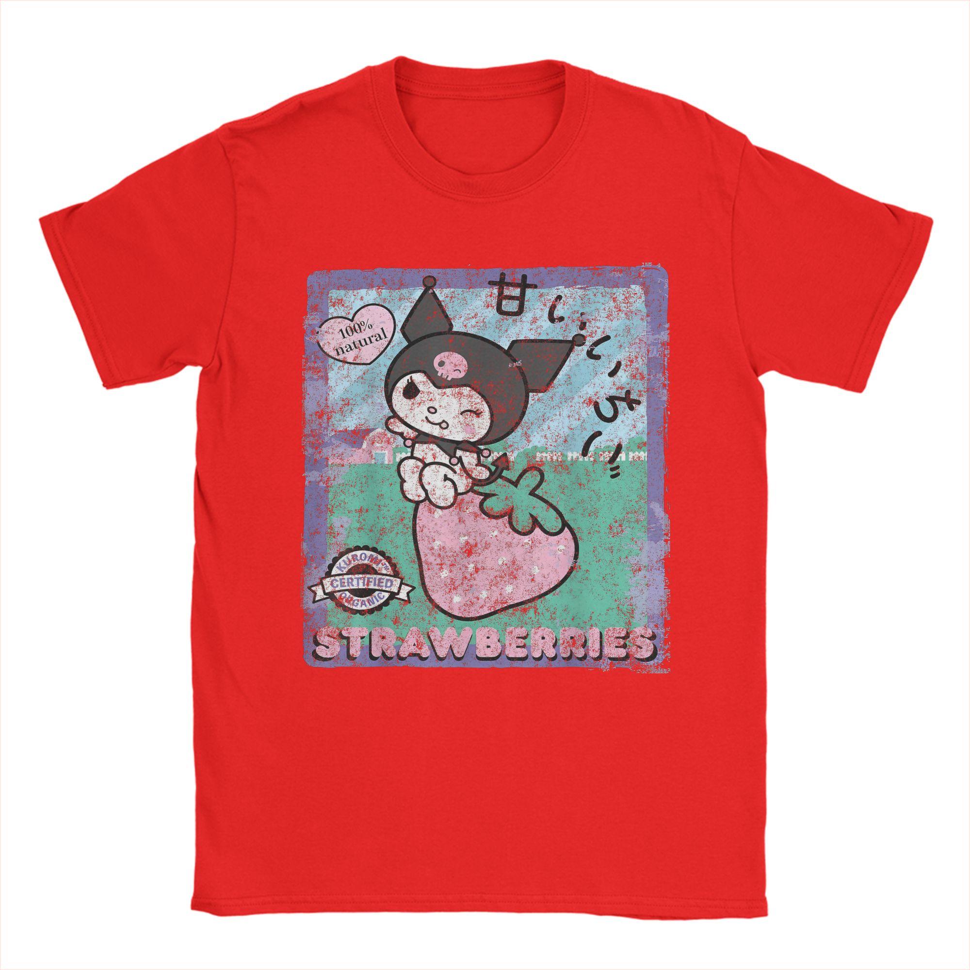 

Unisexs TShirts Kuromi Strawberry Picking Strawberries Farm Pure Cotton Tees Short Sleeve T Shirt O Neck Clothing Plus Size S