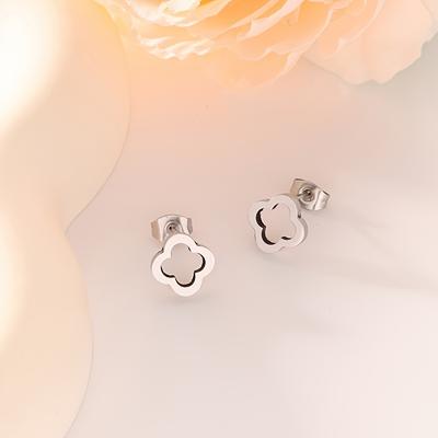 2 paia di Eleganti e Carini Orecchini in Acciaio Inossidabile a Forma di Quadrifoglio | Design Minimalista, Adatti per l'Uso Quotidiano, Feste o come Regalo di San Valentino