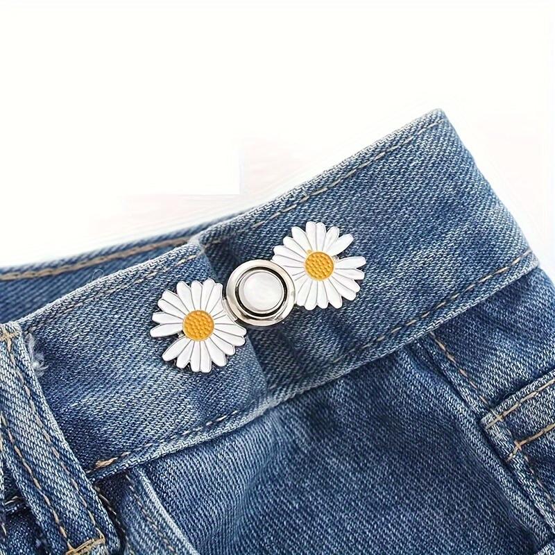 1pc of Casual And Versatile Daisy-Patterned Buttons for Men, Featuring an Adjustable Waist with Magical Buttons