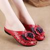 Fashion 2025 Summer Genuine Leather Shoes Women Sandals Old Beijing Style Cow Leather Shoes Flowers Black Red Yellow Plus Size 41 D416