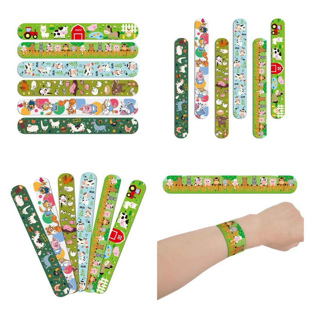 Animal Farm Slap Bracelet Set: Cow, Sheep, Chicken, Duck, Goose - Fun Birthday Party Gift for Kids