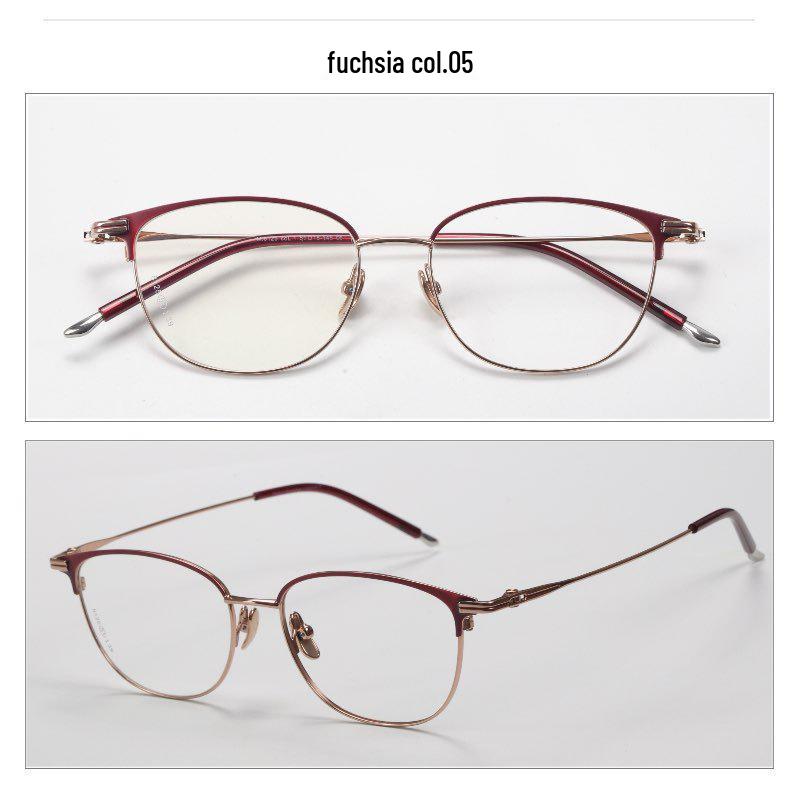Women's Fashionable Pure Titanium Myopia Glasses Frame, Thin Eyebrow Design - Fits Prescription Lenses, Style 8125