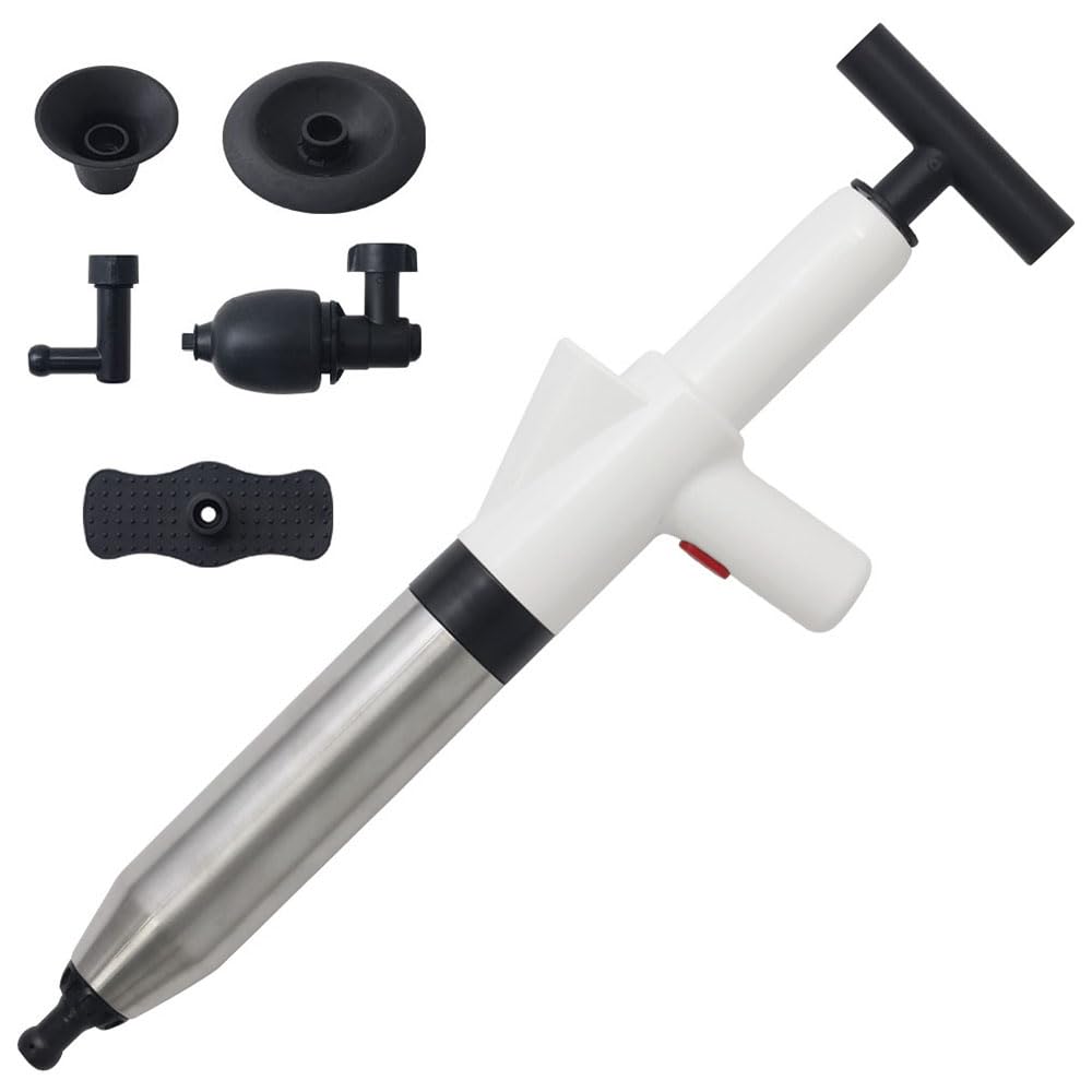 SUGGEST Pressurized Pipe Cleaner Stainless Steel Drain Cleaner Air Pressure Drain Drain Clog Cleaning Toilet Washroom Bathroom Kitchen