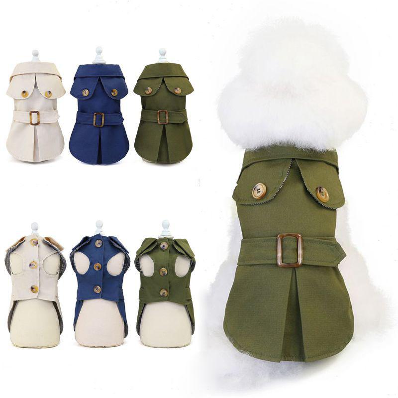 British Style Pet Dog Clothes Trench Coat  Winter Thicken Jacket Coat Costumes Hoodies Clothes for Small Puppy Dogs Cat Clothing