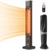 Infrared Heater 2000W Carbon Fiber Standing Heater with Remote Control 8 Heat Levels Protective Cover Timer Tip-over Protection