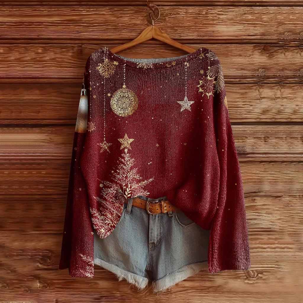 Women's Fashion Long Sleeve Christmas Snowman Snowflake Print Jacket Cardigan