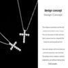 Collana da Donna in Argento Sterling S925 a Forma di Croce con Diamante e Zirconia - Trendy, Brillante, Catena per Clavicola Impilabile.