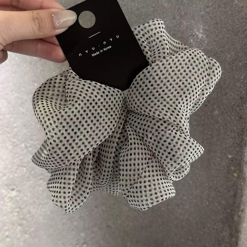 Elegant French Retro Polka Dot Sausage Hair Tie for Women - High Elasticity, Large Size, Durable Hair Accessory