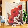 1pc 2D Flat Printing Spring And Summer New Arrival Red Poppy Flower Theme Digital Print Blanket, All-Season Use, Casual Throw, 100% Polyester Fiber So
