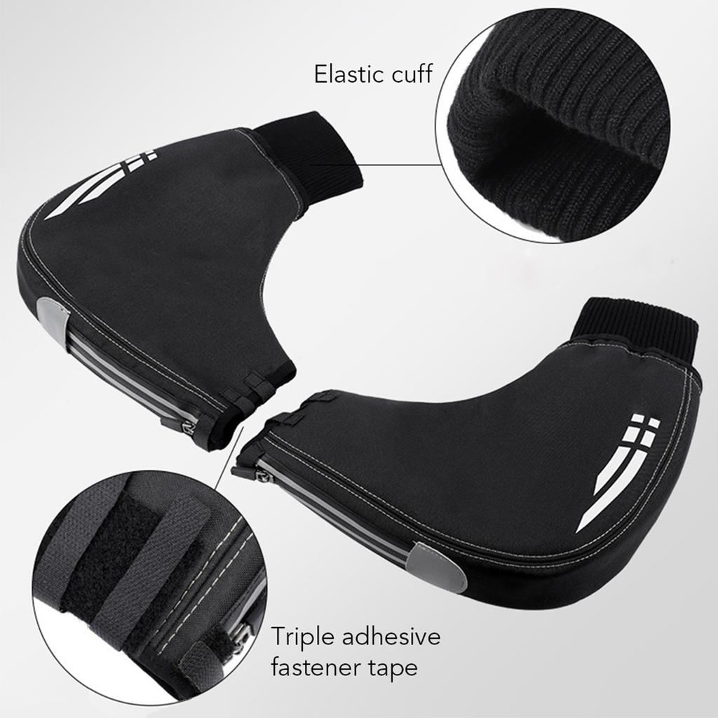 Handlebar Mittens, Thicken Insulated Pogies with Elastic Cuff and Reflective Strips 11x9.8 Inch Bike Bar Gloves for Riding