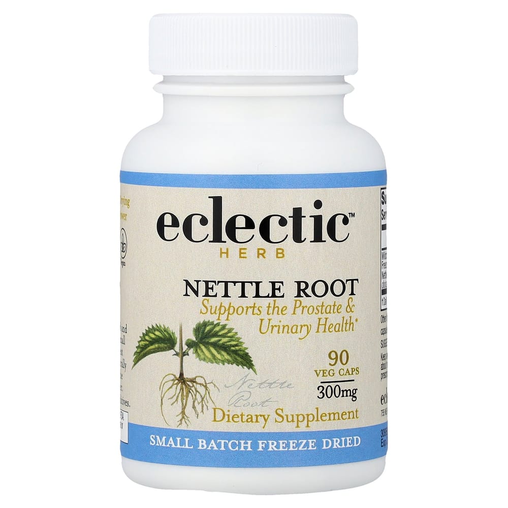 Eclectic Institute Raw Fresh Freeze-Dried Nettle Root 300mg Veggie Capsules, 90 Count