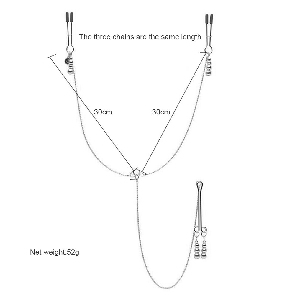 3-Head Metal Nipple Clamps with Chain Clitoris Clips Flirting Teasing Sex Toys Bdsm Slave Bondage Exotic Accessories Adult Games