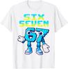 Sechs Sieben Cartoon-Zahlen 67 Retro Pixel Grafik T-Shirt