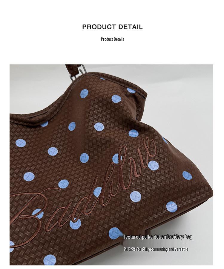 2026 Korean Fashion Polka Dot Large Capacity Ballet Style Tote & Shoulder Bag
