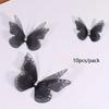 10 elegant 3D butterfly decorations, double-layer polyester fiber butterflies, suitable for DIY handicrafts, headwear